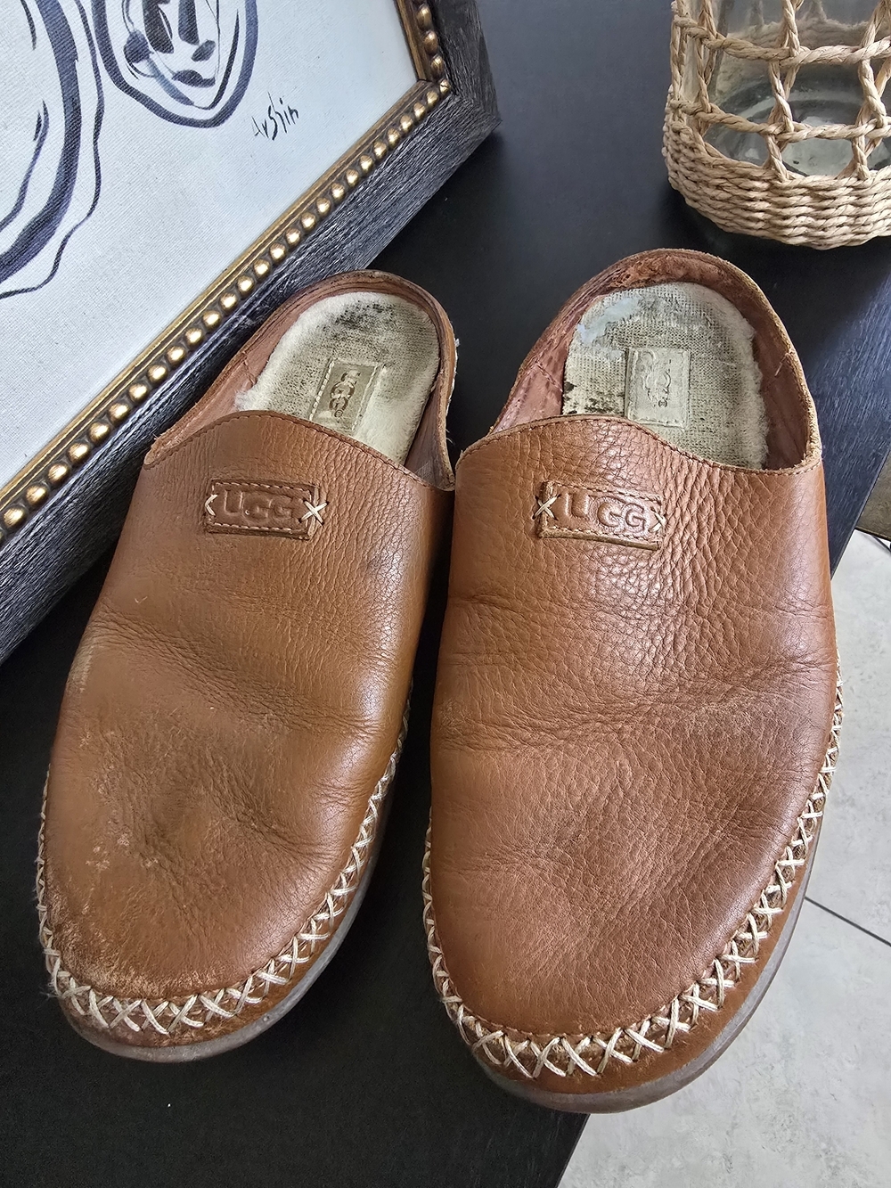 ugg slippers Women’s Tamara Mules Chestnut 9 Leather Slip On - Picture 2 of 10